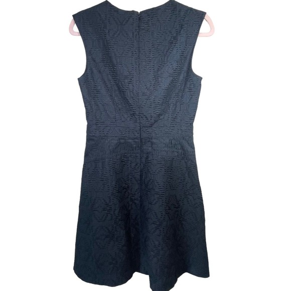 J Crew Dress 4 Textured Eyelet‎ Jacquard Dress Black C9228 Fit And Flare Career - Picture 3 of 16